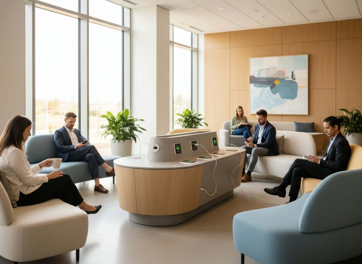 Espace d’attente avec service de recharge smartphone